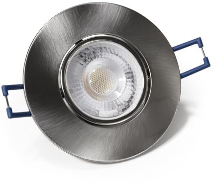 McShine LED Einbauleuchte step dimmbar warmweiß | EL-313D | silber Rahmen Einbaustrahler 4,5W, schwenkbar, flach 3000k Beleuchtung 450 Lumen, Ø90x25mm, 10 Stück