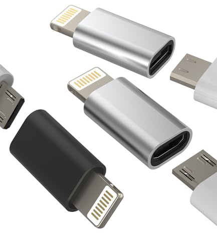 Adattatore Micro USB Lightning (3 Pack) per iPhone 14 13 12 11 Pro Max 7 8 Plus X SE XS XR Per iPad Air Mini Presa Micro USB Femmina Cavo per Apple Maschio Spinotto Convertitore Cavi Jack Accessori