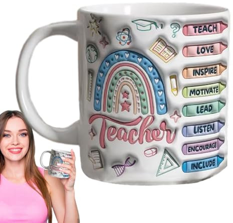 Teacher Coffee Mugs, Teacher Mugs | Creative Ceramic Mug - Teacher Mugs, 11 OZ Ceramic Mugs, Dishwasher Coffee Mug, Art