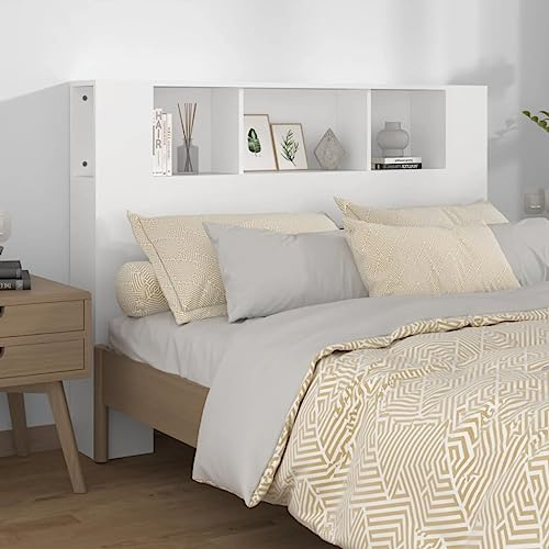 CKioict Betthaupt Wandkissen Bett Bettkopfteil Schlafzimmer Kopfteil mit Ablagen WeiÃŸ 140x18,5x104,5 cmGeeignet für Schlafzimmer, Gästezimmer, Schlafsaal