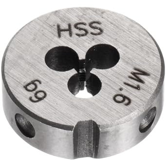 QUARKZMAN Filières à Fileter Rondes, Filetage Métrique M1.6 x 0.35 (Droite), Acier Rapide (HSS) Outil de Réparation de Filière de Coupe de Vis