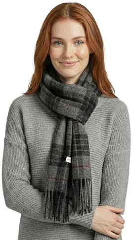 Basic Sense Women's Winter Scarf - Soft Faux Wool Tartan Plaid Neck Warmer, Dark Grey