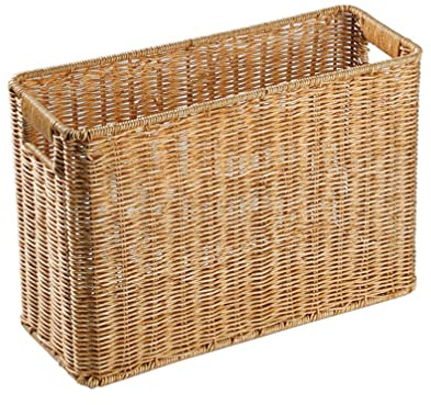 HAODUOO Gewebter Zeitschriftenhalter, Weidenkorb, natürlicher, schmaler Rattan-Zeitschriftenhalter, Zeitschriftenaufbewahrungskorb for das Heimbüro