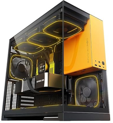 Geometric Future Tour intermédiaire M5 en verre trempé, boîtier de jeu E-ATX/ATX, acier de 1,2 mm, type C, panneaux sans outils, support radiateur 420/360, ventilateur ARGB PWM 140 m x 5 pré-installés