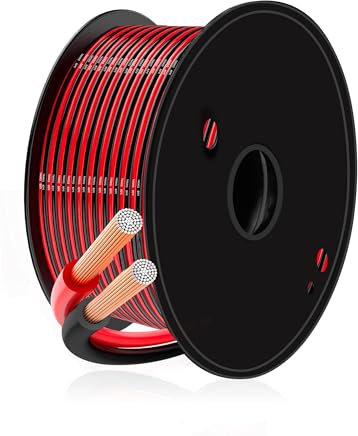 Cable Eléctrico 2,08 mm² - XINWANG 14 Gauge en Cobre Recubierto de Aluminio (15 m Negro/Rojo) - Alta Conductividad, Aislado en PVC, 300V/600V, Ideal para Hogar, Comerciales, Automotrices y DIY