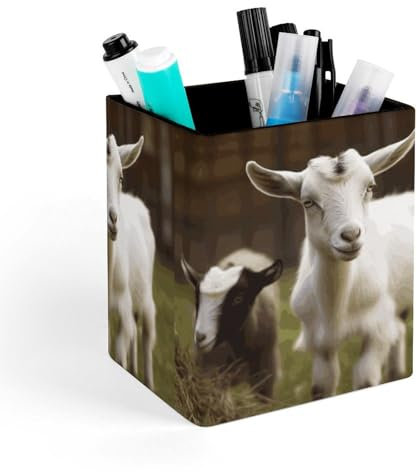 VFMKT Niedlicher Ziegen-Stiftehalter, wasserdicht, PU-Stifthalter, Make-up-Pinselhalter, Schreibtisch-Stift-Organizer für Büro-Schreibtisch-Zubehör