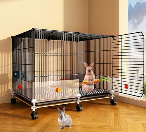 ZSXZCBDQ Kaninchenkäfig, Haustierzaun Mit Tür, Design Mit Eisengitterboden, Geeignet Für Kleine Tiere,(70 * 45 * 45cm)