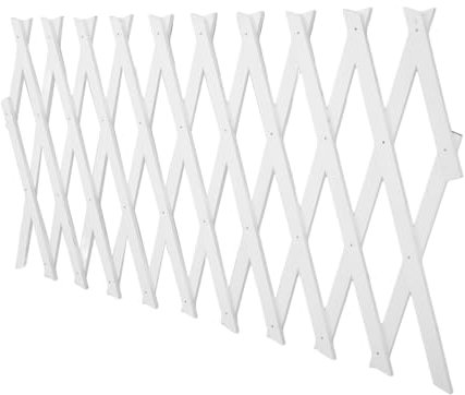 GAROZATION Treillis en Bois Blanc Télescopique pour Plantes Grimpantes Clôture Murale Intérieure Et Extérieure H44 Ajustable Panneau De Clôture Multifonction pour Jardin Et Balcon