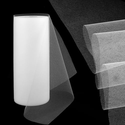 Tüllstoff Rolle Weiß 30cm x 91.5m Tüllband Polyester Dekoband Hochzeitsdeko Tüll Dekoband Tüll Tischband für DIY Tutu Rock Handwerk Bogen Party Deko Crafts Geschenk