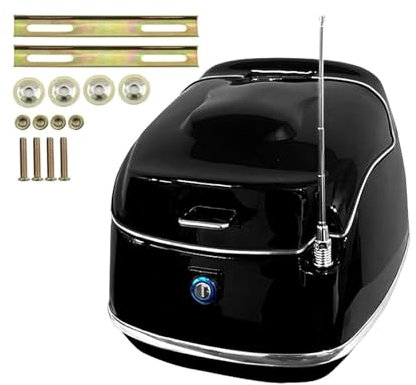 WWERTYY Motorrad Tour Heckbox, Motorradkoffer Wasserfest Top Case Motorrad Roller Rollerkoffer Helmkoffer Topcase Koffer Motorradtasche Schwarz 35L für 1 Helm Glossy Black