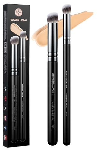 EIGSHOW Concealerborste vinklad precision concealer borstset sminkborste pulverborste för kräm eller flytande smink svart (E872 & E873)