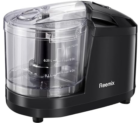 Mini Food Chopper – Small Electric Food Processor, 750ml Compact Vegetable Blender, Removable bowl, lid & blade, Simple one-button operation, 100W (Black)