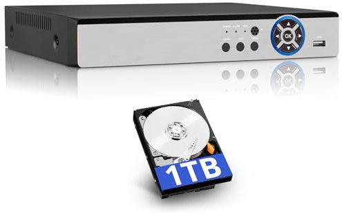 Fuers 8 Channel DVR for CCTV System with 1TB Hard Drive, H.265+ 5MP DVR Video Recorder for Analog XVI CVI IPC AHD TVI Surveillance Cameras Outdoor, 24/7 Recording, Human Detection, Remote Access