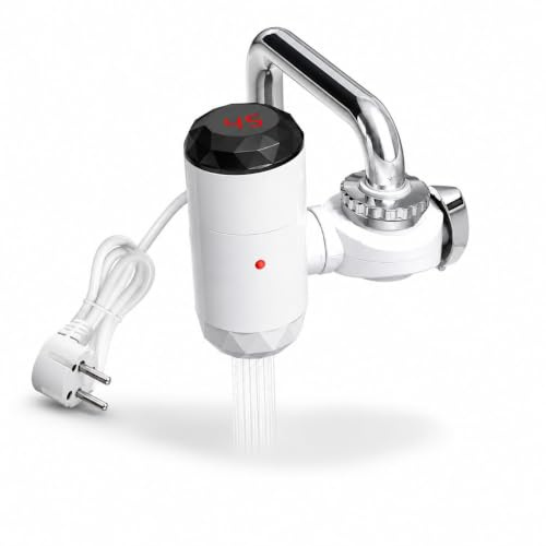 Robinette de Chauffe-Eau électrique, Chauffe-Eau Instantanée sans Réservoir avec Affichage Numérique LED, épargne D'énergie Chauffant à Eau de Chauffage Rapide avec Plusieurs