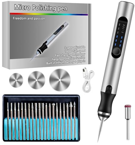 Mini Taladro de Mano Eléctrico,Mini Taladro Eléctrico de 3 Velocidades, Bolígrafo de Grabado Eléctrico con 20 Brocas, para Modelismo, Madera, Resina joyería