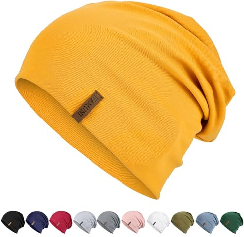 HAMUNI Mütze Damen Herren Baumwolle Slouch Beanie Mütze Leichte Dünne Mütze | Weich Atmungsaktiv Universell einsetzbar als Laufmütze, Alltagshut oder Chemo-Mütze für Alle Jahreszeiten