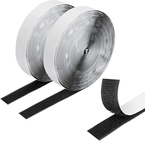 liuchanghe Klettband Selbstklebend Extra Stark, 20mm x 5m Klettverschluss Selbstklebend, Doppelseitig Klebende für Fenster, Fotorahmen, Moskitonetze, Auto Heimwerken (Schwarz)