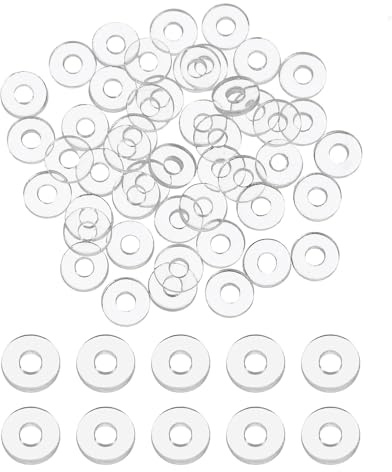 PATIKIL 200 Pcs Arandela Plana 2mm DI 5mm De 1mm Grosor Transparente | Arandelas De Plástico PVC Redondas De Sellado Junta, Para Manijas De Puerta Barras De Toalla Ojales Repuesto De Hardware