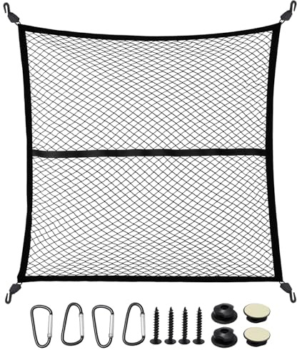 Ollanoos Auto Kofferraumnetz 120x120 cm, Dehnbar bis 210x210 cm, Hochelastisches Gepäcknetz, geeignet für Pickup, LKW, SUV, Anhänger, Boote und Wohnmobile