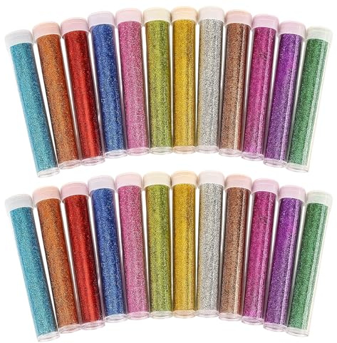 Glitzer Set 24 Stück Glitzerpulver Zum Basteln 7g,Glitzer Pulver Zum Basteln, Glitzer Basteln Für Handwerk Tumble Nail Party Make-Up Gesicht Festival Dekoration (12 Farben)