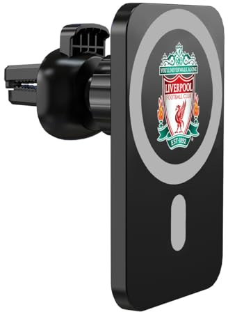 Head Case Designs Officially Licensed Liverpool Football Club Crest Logo Icon Magnetic Car Mount with Wireless Charger 15W Fast Charging Compatible with MagSafe iPhone and Android Qi Devices (Black)