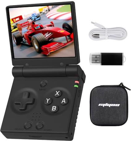 Miyoo Mini Flip Whatsko Handheld Game Console, Linux System, 2.8-Inch Screen, Foldable, Retro Game Console, Japanese Compatible, WiFi Function, 2,500 mAh, 64 GB, Black
