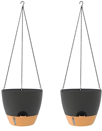 Genérico Maceta Autorriego - con Cesta Decorativa de Cadenas,2 Piezas Soporte para Colgar Plantas De Exterior,para Interior Exterior Jardín Porche Ventana Patio Patio Balcón Sala De Estar Dormitorio