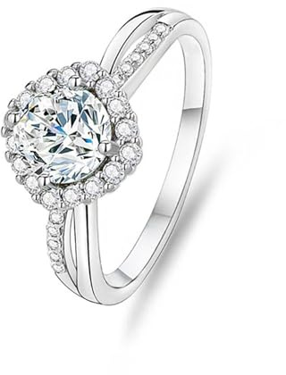 Epinki 750 Gold Verlobungsring, Verflechtung Hochzeitsring mit Moissanit, Partnerringe 950 Platinum Echte Goldschmuck, Gr.47-65
