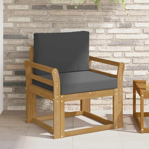 Cartvyn 2-teiliges Outdoor-Gartenmöbelset aus massivem Akazienholz in Weiß und Anthrazit für Terrasse Balkon und Garten, wetterfestes Lounge-Sofa mit Kissen