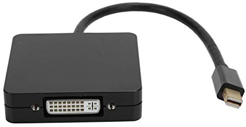 Aramox Mini Till Adapter, ABS 3 i 1 Mini Till DVI Konverterkabel, 1080P Plug and Play Guldpläterade Kontakter för Datorskärm TV-projektor (Svart)