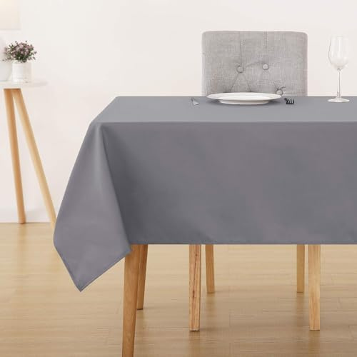 Deconovo Wipe Clean Tablecloth Rectangular Water Resistant Outdoor Table Cloth for Garden Table, 52 x 70 inch (132 x 178 cm), Grey