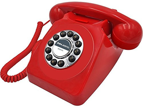 Majestic PHF MAX 253 - Telefono fisso vintage, rosso
