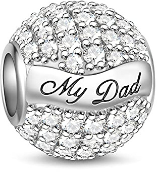 GNOCE Mein Vater mein Held Charm Anhänger 925 Sterling Silber Bead Charms mit Zirkonia Charm Schmuck für alle Armbänder Halsketten Geschenke Bijouterie für Papa