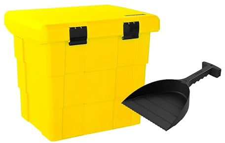 Daken Contenedor de sal para esparcir (108 L, con pala), color amarillo