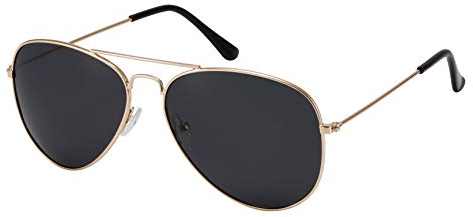 La Optica B.L.M. Sonnenbrille Herren Damen UV400 Retro Pilotenbrille Vintage Fliegerbrille 70er Jahre Groß - Gold Farben (Gläser: Grau)