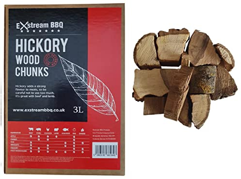 Exstream BBQ Barbecue Smoking Wood Chunks Food Smoke Apple, Hickory, Oak, Cherry, Mesquite 100% Natural No Chemicals (Hickory 3 Litre)