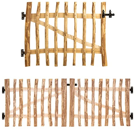 Set per cancello da giardino, nocciolo, 120 misure, 80-300 cm di larghezza, 80-150 cm di altezza, distanza tra i listelli di 3-5 o 7-9 cm, larghezza: 160 cm, altezza: 140 cm, 3-5 cm