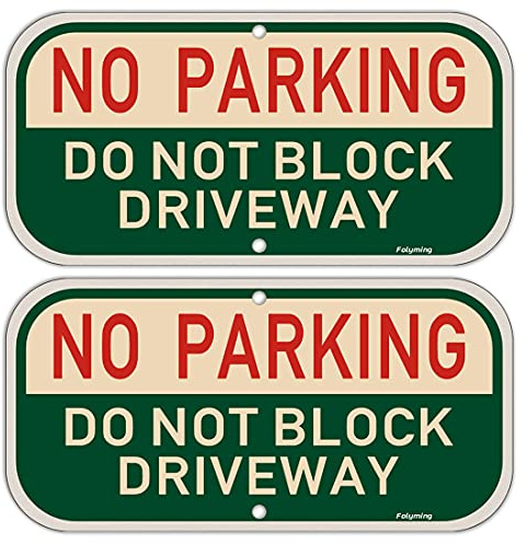 No Parking Do Not Block Driveway Sign 12 x 6 Inches Do Not Block Active Driveway Sign Metal Reflective Rust Aluminum Weatherproof Fade Resistant UV Protected Easy Mounting Indoor Outdoor Use 2 Pack