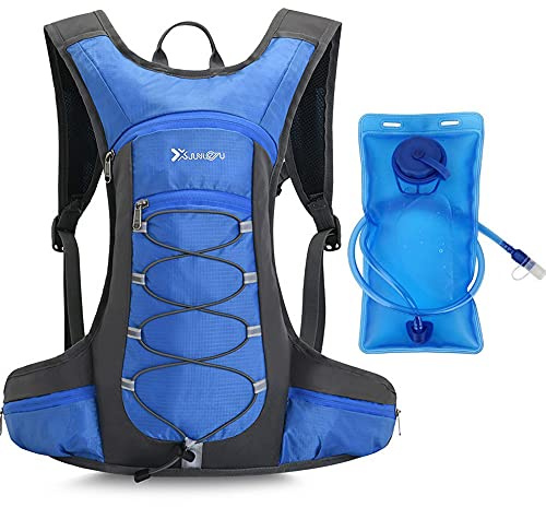 CLAPE Trinkrucksack mit Trinkblase 2L Fahrradrucksack Outdoor Blau | Ultraleichter Wasserrucksack mit atmungsaktivem Rücken für Radsport, Wandern, Laufen und Camping, wasserabweisend