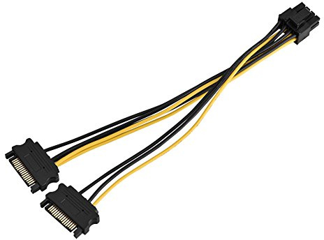 Enkel SATA-kabel, 15-stifts Enkel SATA Hane Till 8 Strömförsörjningsadapterkabel 0,2 M, Hona PCI-E PCI (Dubbel SATA 0,2m)