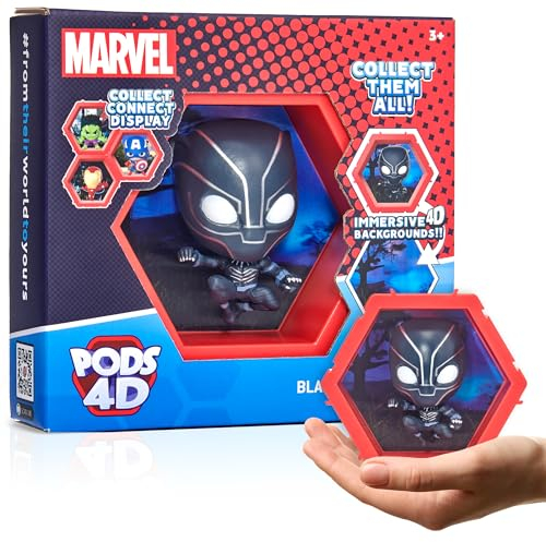WOW! PODS 4D Marvel Black Panther | Figurine Unique à Collectionner à tête branlante Qui éclate de Leur Monde dans Le vôtre | Affichage Mural ou d'étagère | Jouets et Cadeaux Marvel | Série 1 n° 411