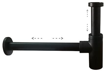 Arredobagno e Cucine Set di Scarico, sifone Tubolare per lavabo, sifone antiodore, Regolabile, Nero