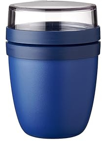 Mepal - Fiambrera Ellipse Mini - Práctico Vaso para Yogur y Muesli - Compartimentos separados para Porta Alimentos - Apto para Congelador, Microondas y Lavavajillas - 300 ml + 120 ml - Vivid Blue