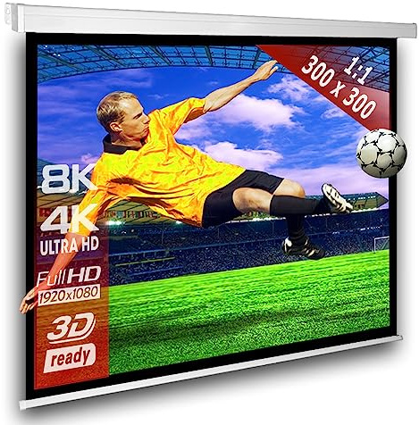 Alphavision Motorleinwand SlenderLine 300 x 300cm - 1:1 Format - 2D/3D - Full-HD - 4K Ultra HD - Beamer Leinwand mit Funkfernbedienung