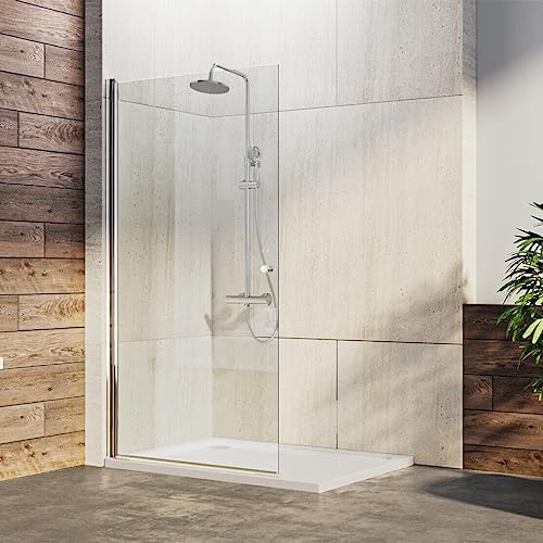 IMPTS Drehbar Walk in Duschwand Dusche 80x185cm Nischentür Duschtür Duschtrennwand Schwingtür aus 6mm klar ESG Glas
