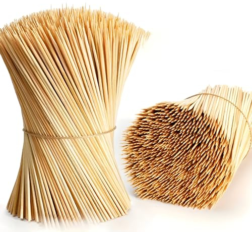 500x Bâtonnets en Bambou 20cm - Bâtonnets Diffuseur de Parfum et d'Huile Essentielle pour Maison, Hôtel, Spa - Mini Brochettes Bambou pour Barbecue, Bâtonnet en Bois pour Grillades, Buffets, Fruits