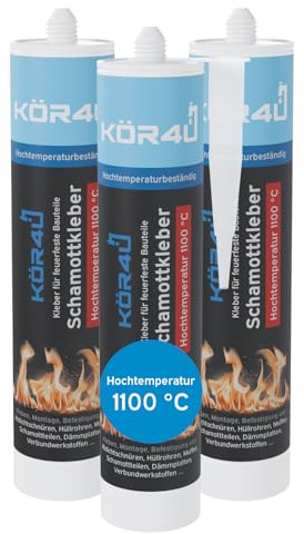 kör4u 3x Schamottkleber 310 ml, Beige, für feuerfeste Bauteile & Reparatur