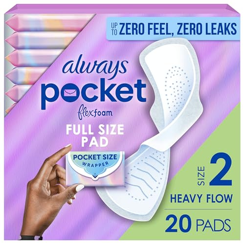 Always Pocket Flexfoam Pads, Size 2, Heavy, with Wings, 20 Count