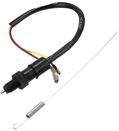 ihreesy Interruttore luce freno universale per moto, 2 fili, interruttore luce freno posteriore con set molla, interruttore a levetta, manuale, nero