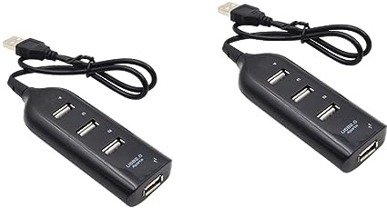 BESTonZON 2pièces USB Hub Ports Compact avec Indicateur LED pour Ordinateurs Pc Adaptateur Portable De Répartition De Données Charge Rapide Et Surtension Noir